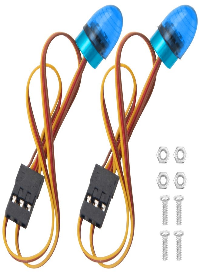 Share Goo 2Pcs ShareGoo RC Flashing LED Lights kit Led Lamp Rotating Beacon Light Compatible with Traxxas TRX4 SCX10 1/10 RC Crawler Engineering Excavator Car 1/14 Tamiya Tractor RC Car Truck (Blue) - Image 1
